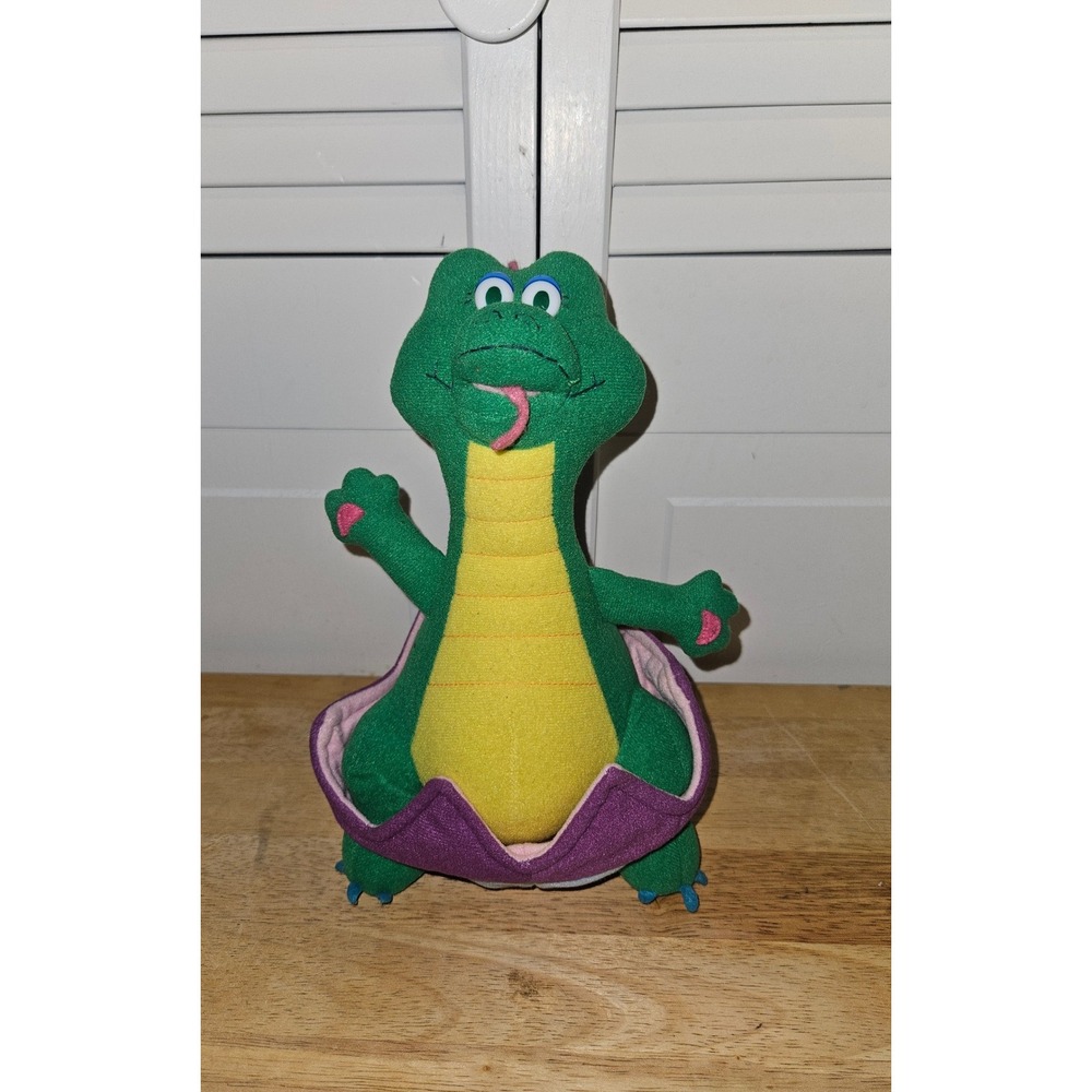 Vintage Russ Berrie Dibbles Green Dinosaur Hatching from Egg Plush Toy 3082
